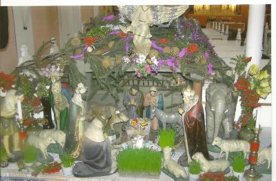Julkrubba i den katolska kyrkan i Kruščica som Barbara vårdar och sköter om.